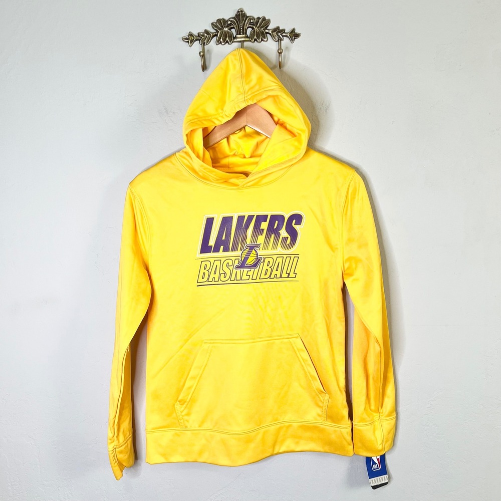 NBA Los Angeles Lakers Basketball Hoodie Youth Size M 10/12 Yellow New Fleece